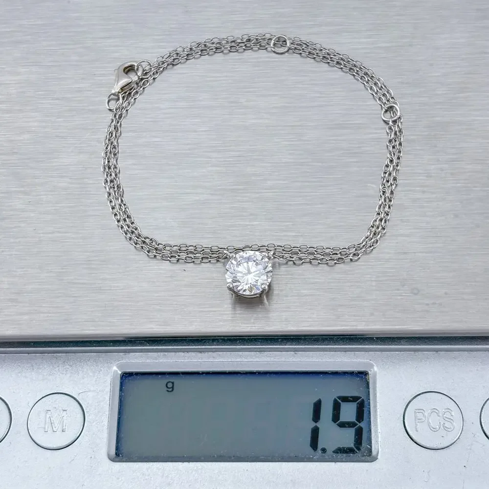 Vintage Sterling Silver 925 Cubic Zirconia Pendant Necklace 16